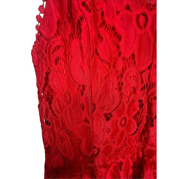 Francesca’s Red Floral Pattern Lace Sleeveless A Line Mini Dress - Picture 2 of 4